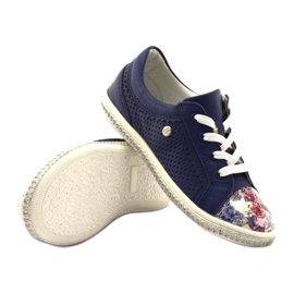 Scarpe in pelle blu navy con fiori 85524 Bartek 3