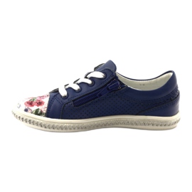 Scarpe in pelle blu navy con fiori 85524 Bartek 2