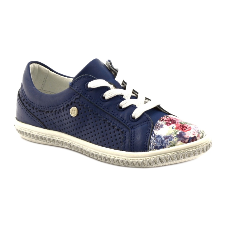 Scarpe in pelle blu navy con fiori 85524 Bartek 1