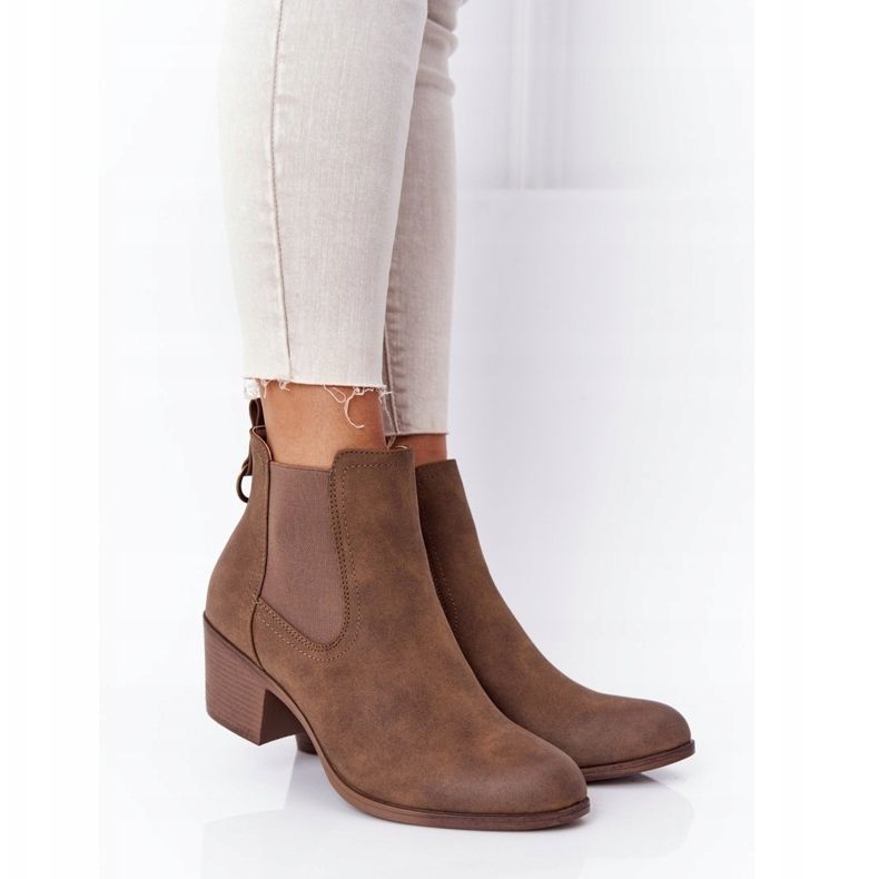 Stivali caldi da donna Stivali Chelsea con tacco Khaki Trinity marrone 2