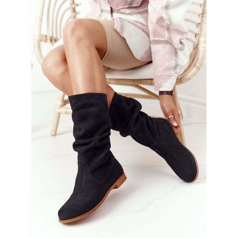 Stivali alti da donna in camoscio Maciejka 05057-01 Nero 2