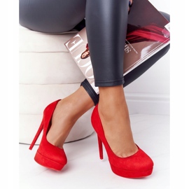 PS1 Classiche scarpe con tacco Margharita in camoscio rosso 1
