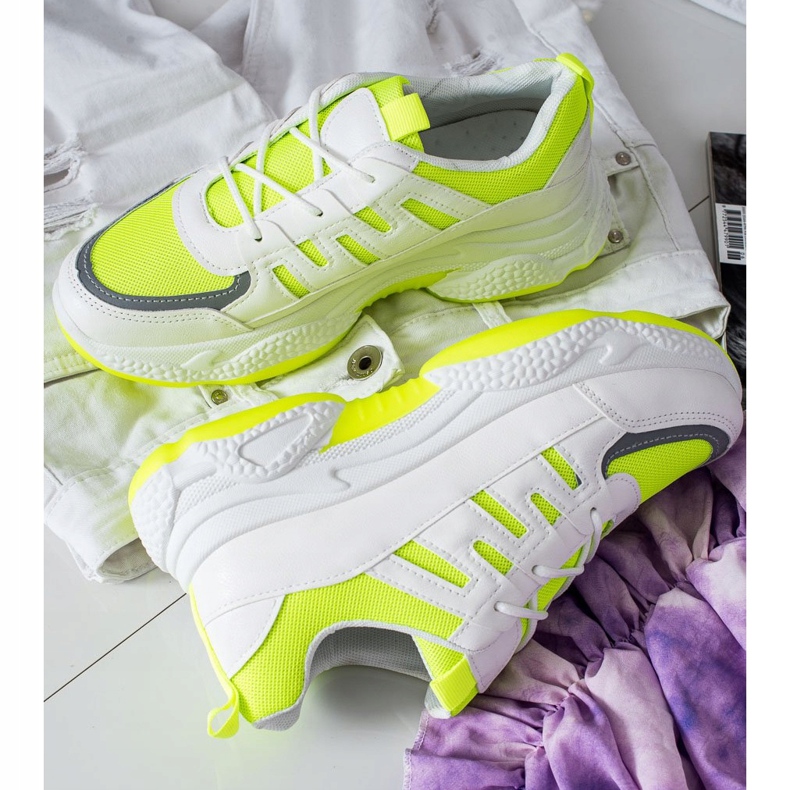 SHELOVET Comode Sneakers Con Rete bianca giallo 1