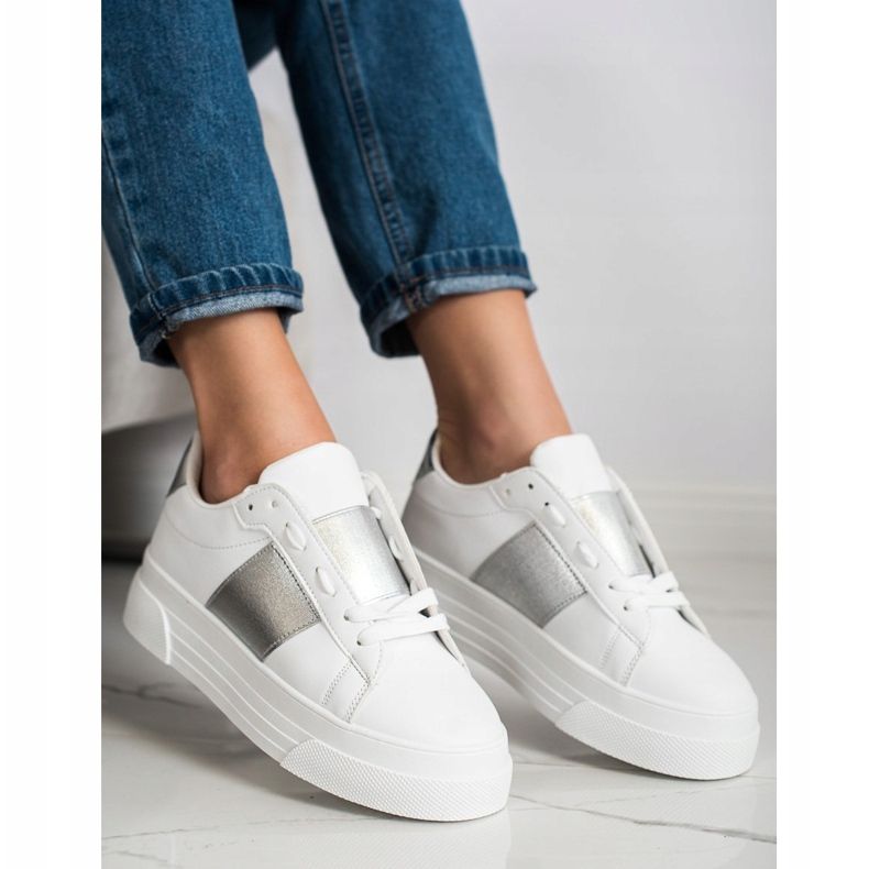 SHELOVET Sneakers Con Ecopelle Sulla Piattaforma bianco 1
