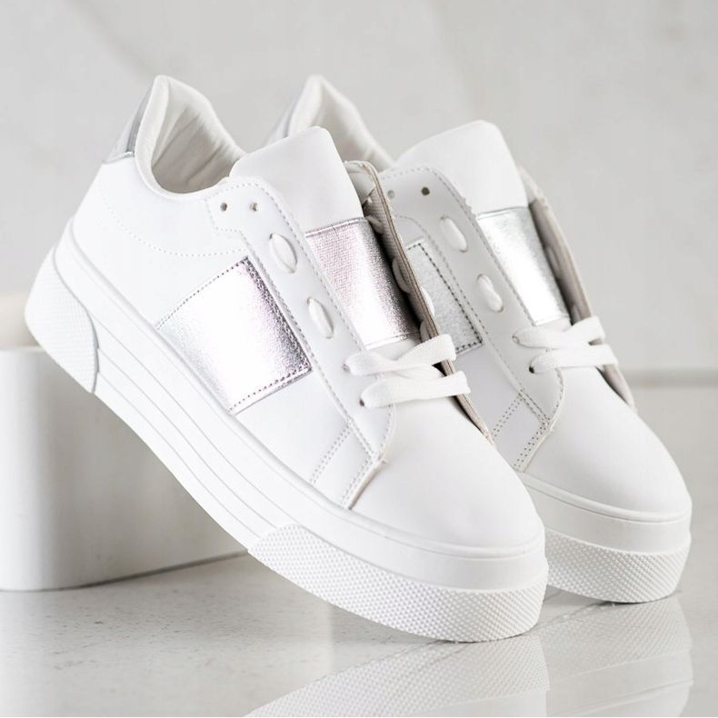 SHELOVET Sneakers Con Ecopelle Sulla Piattaforma bianco 2