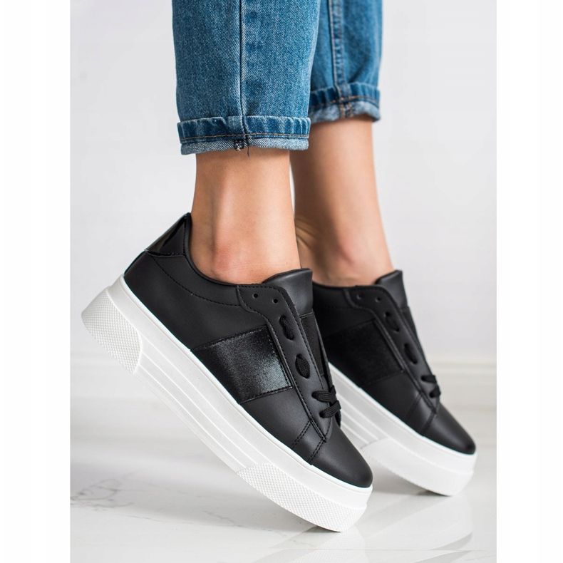 SHELOVET Sneakers Con Ecopelle Sulla Piattaforma nero 1