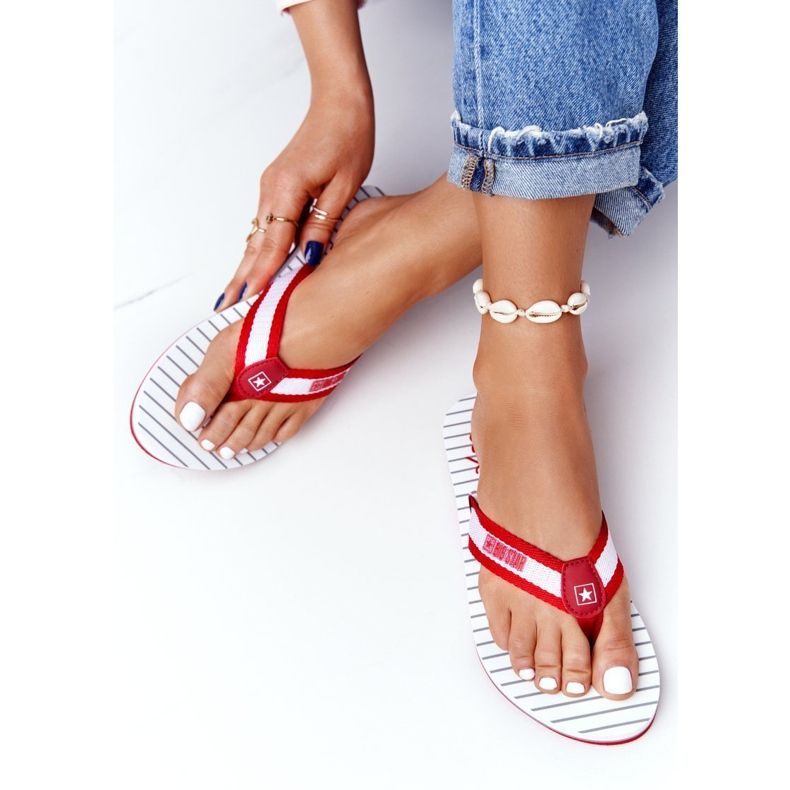 Infradito da donna Big Star DD274A249 Rosso bianco 1