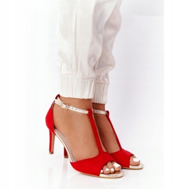 S.Barski Sandali Su Szpilce S. Bararski 280-58 Rosso-Oro d'oro 1