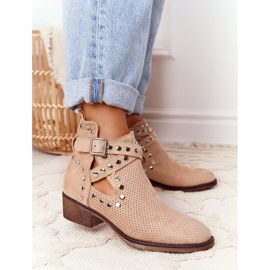PS1 Stivali traforati con strass Beige Dakota 2