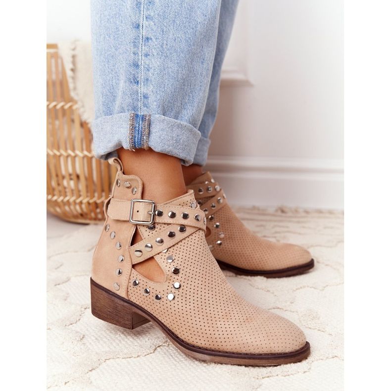 PS1 Stivali traforati con strass Beige Dakota 2