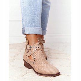 PS1 Stivali traforati con strass Beige Dakota 1