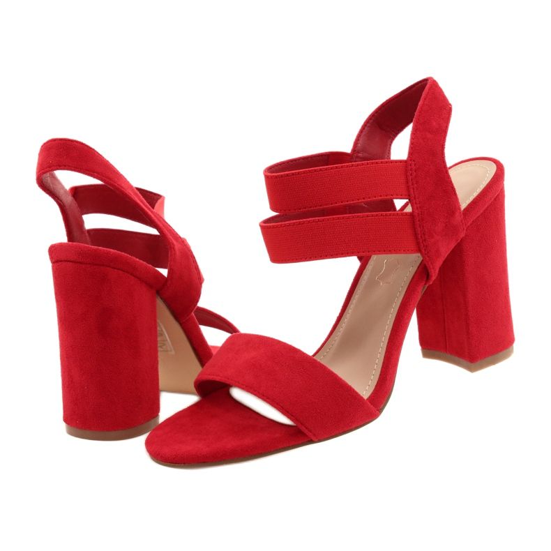 Comodi sandali femminili in pelle scamosciata sull'evento 21SD35-3540 rosso 2