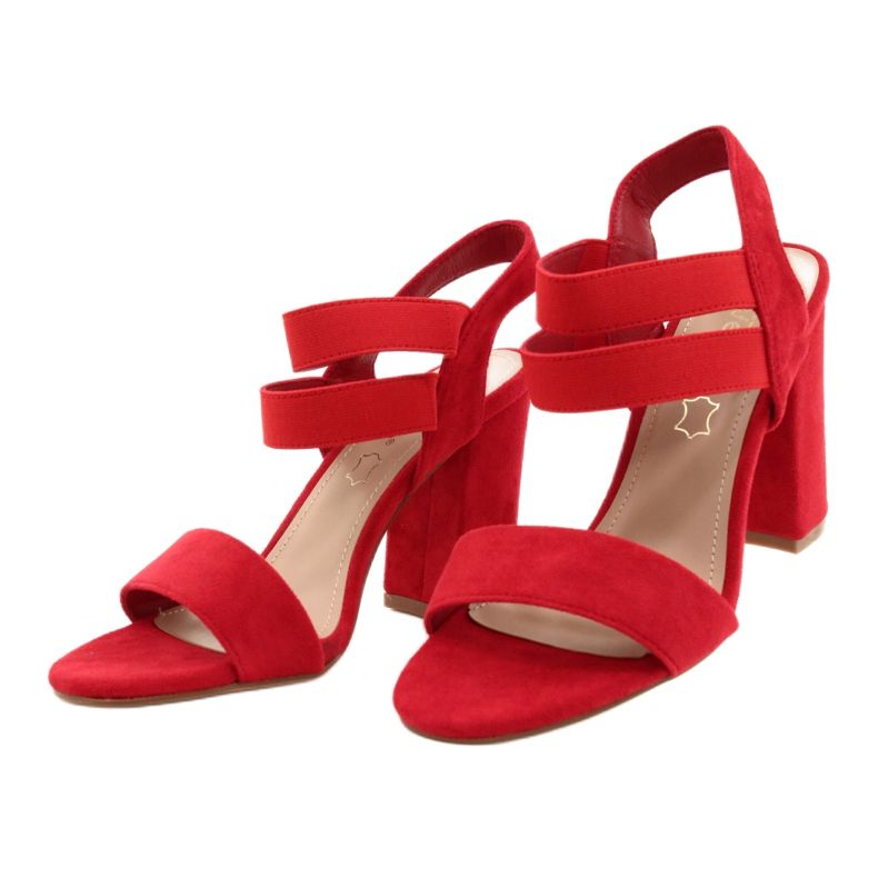 Comodi sandali femminili in pelle scamosciata sull'evento 21SD35-3540 rosso 1
