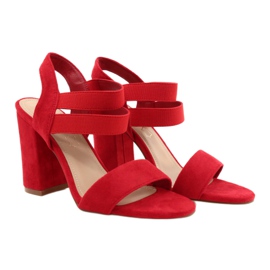 Comodi sandali femminili in pelle scamosciata sull'evento 21SD35-3540 rosso 3