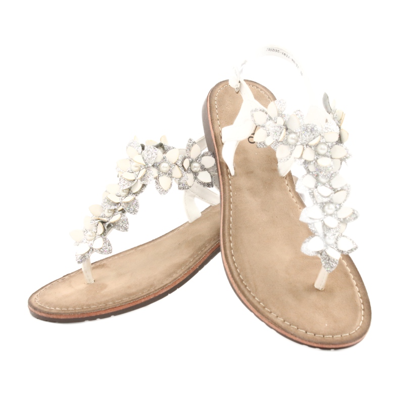 Evento Sandali da donna con perla 20SD35-1811 bianca d'argento 2