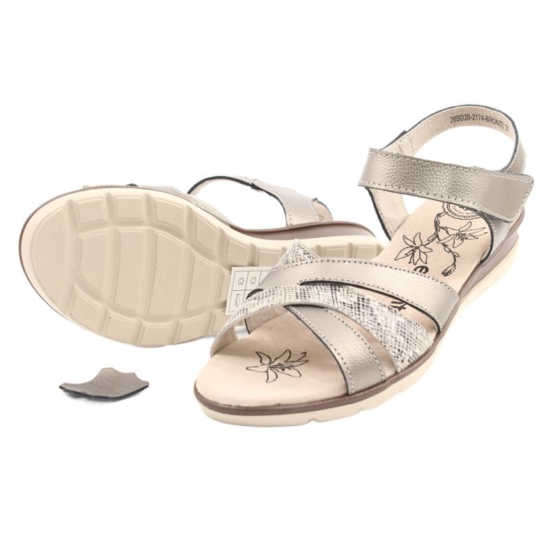 Evento Comodi sandali in pelle 20SD20-2174 Bronzo beige marrone multicolore 2