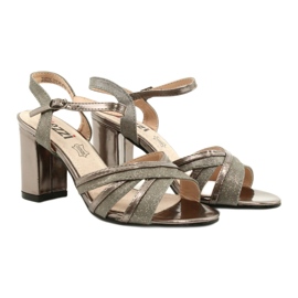 Jezzi Feci di alte lunghe da donna dal marrone metallico 20SD25-2090 Eco-Leather 3