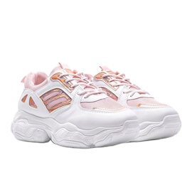 Sneakers rosa e bianche su una spessa suola Annette bianca multicolore 1