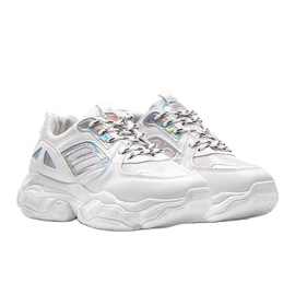 Sneakers bianche e argento su una spessa suola Annette bianco 1