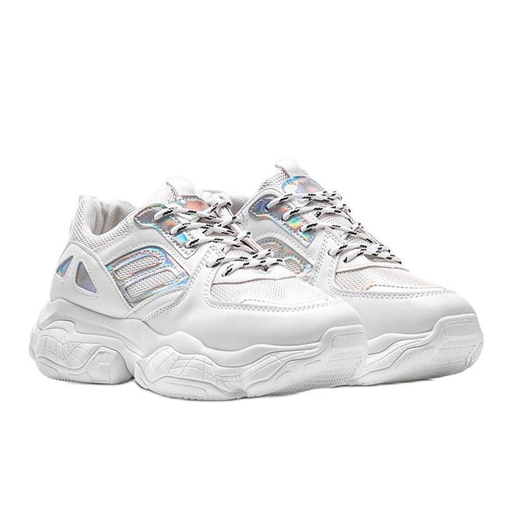 Sneakers bianche e argento su una spessa suola Annette bianco 1