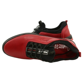 Polbut Scarpe casual da uomo in pelle rosse K24 con fondo nero rosso 4
