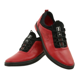 Polbut Scarpe casual da uomo in pelle rosse K24 con fondo nero rosso 2