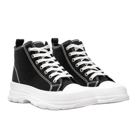 Sneakers alte nere su una spessa suola Evelin bianca nero 1