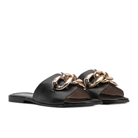 Pantofole nere con catena Liberty oro nero 1