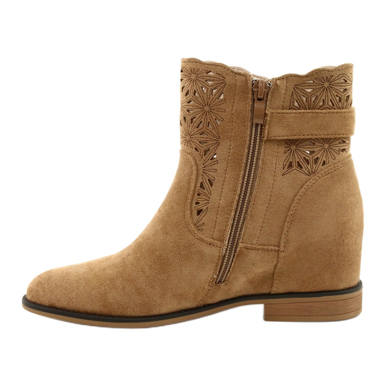 M.Daszyński Stivali con zeppa traforati da donna SA168-20 beige 1