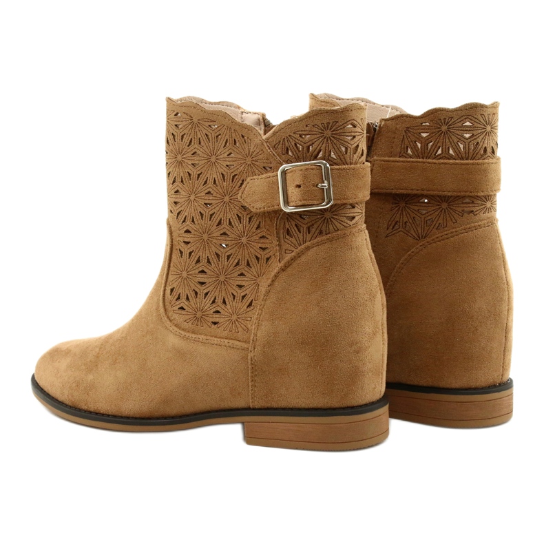 M.Daszyński Stivali con zeppa traforati da donna SA168-20 beige 5