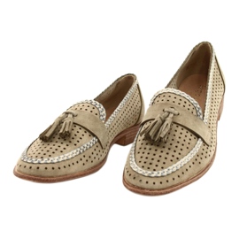 Mocassini Sergio Leone in camoscio traforato MK735 Beige 1