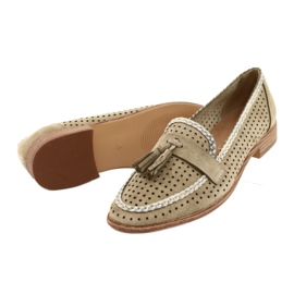 Mocassini Sergio Leone in camoscio traforato MK735 Beige 2