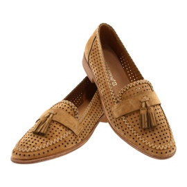 Mocassini in camoscio traforato Sergio Leone MK735 Camel marrone 3