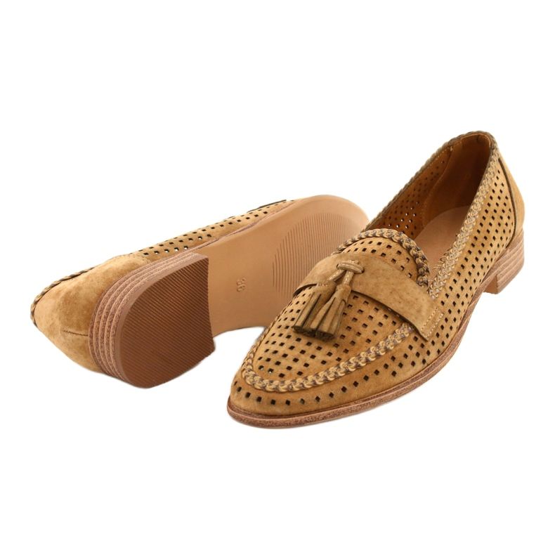 Mocassini in camoscio traforato Sergio Leone MK735 Camel marrone 2