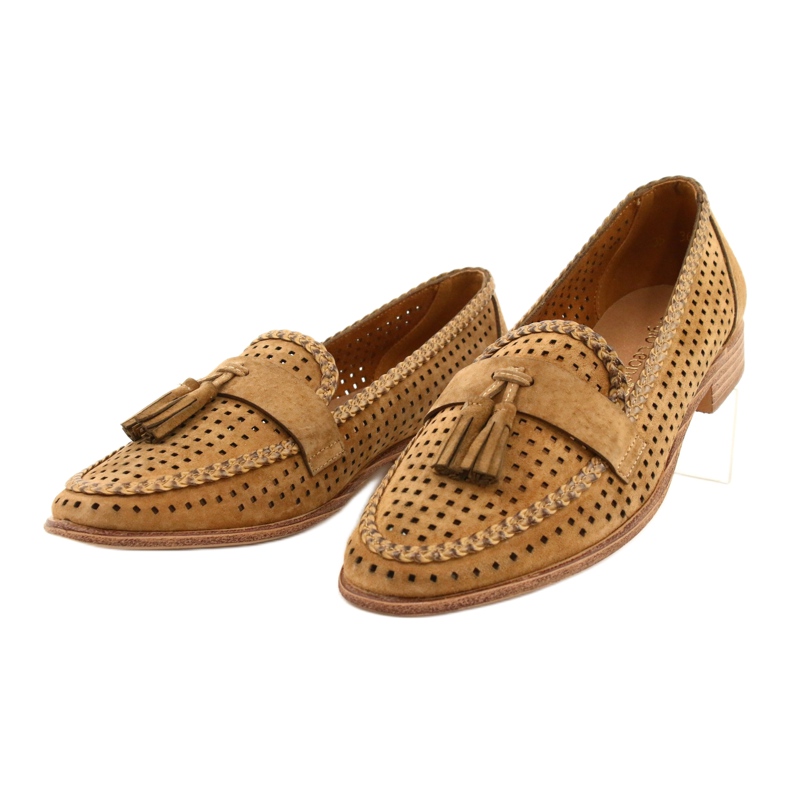 Mocassini in camoscio traforato Sergio Leone MK735 Camel marrone 1