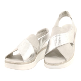 Comodi sandali sulla piattaforma Sergio Leone SK029 d'argento grigio 3