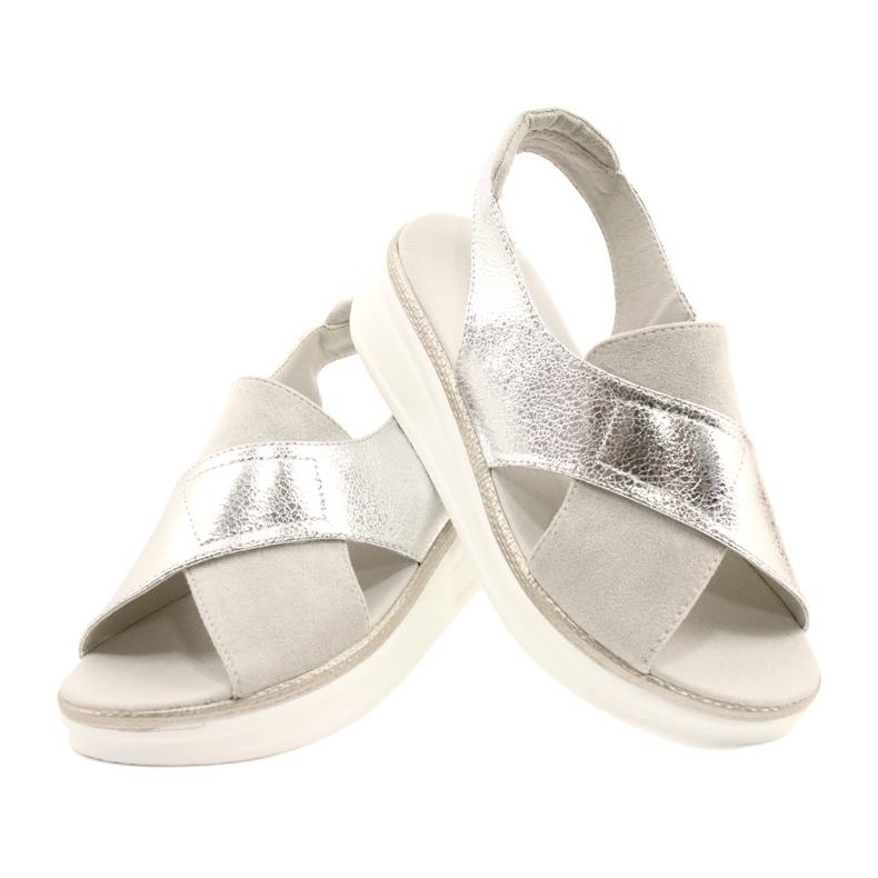 Comodi sandali sulla piattaforma Sergio Leone SK029 argento grigio 5