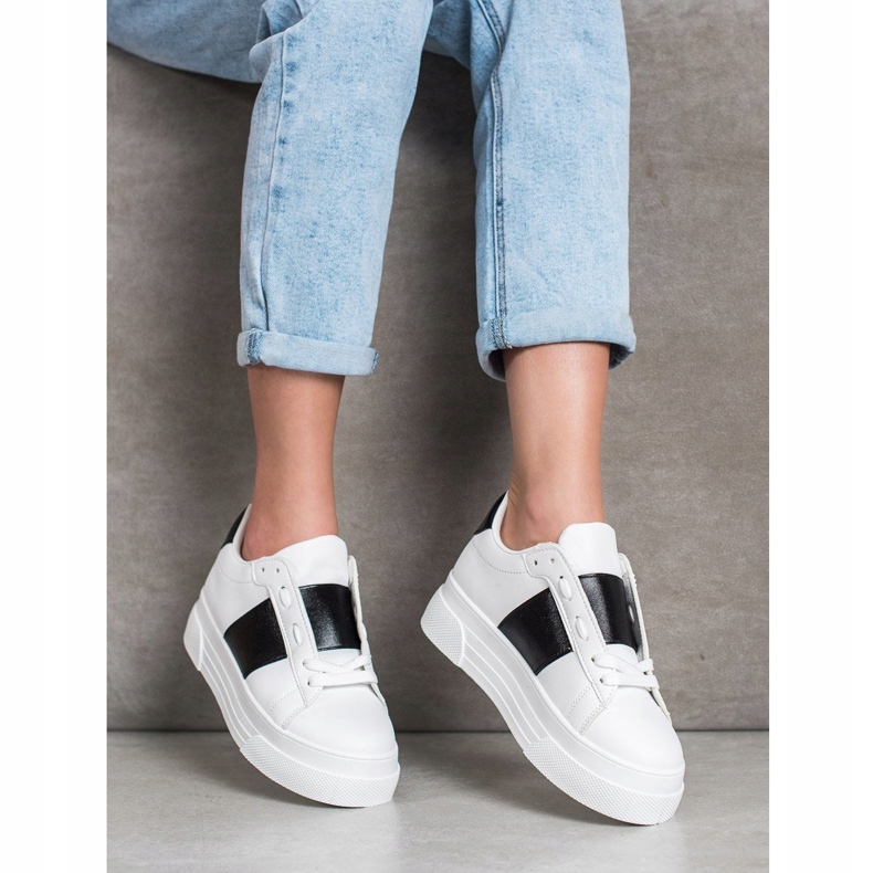 SHELOVET Sneakers Con Ecopelle Sulla Piattaforma bianco 1