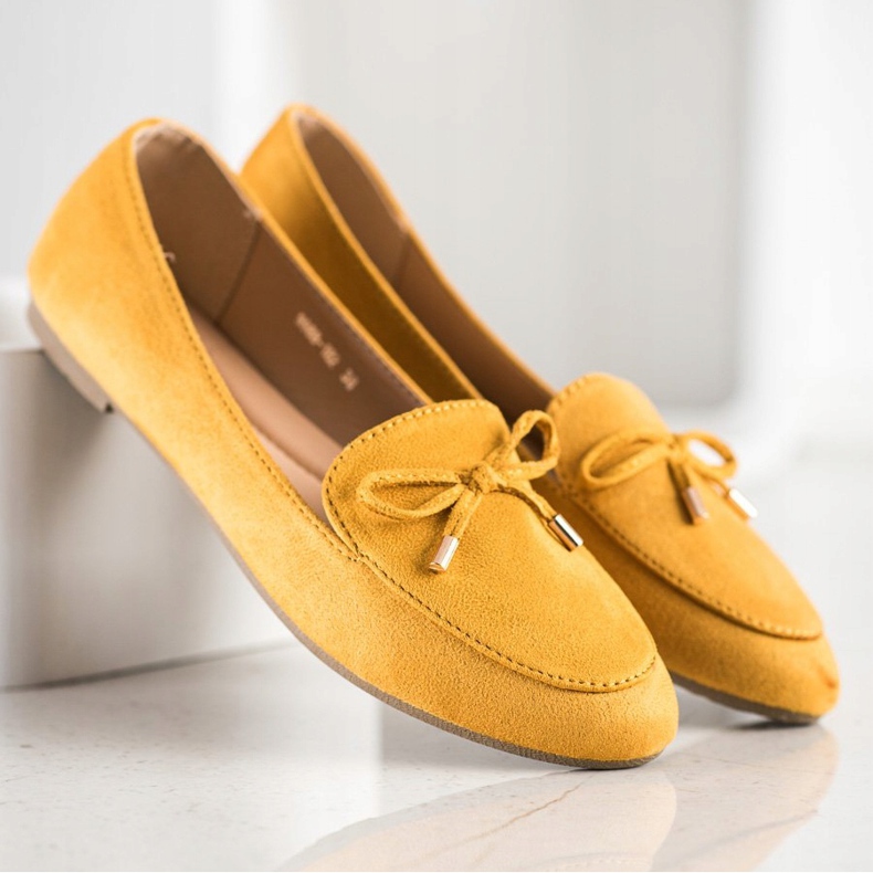 Abloom Signori in pelle scamosciata con fiocco giallo 1