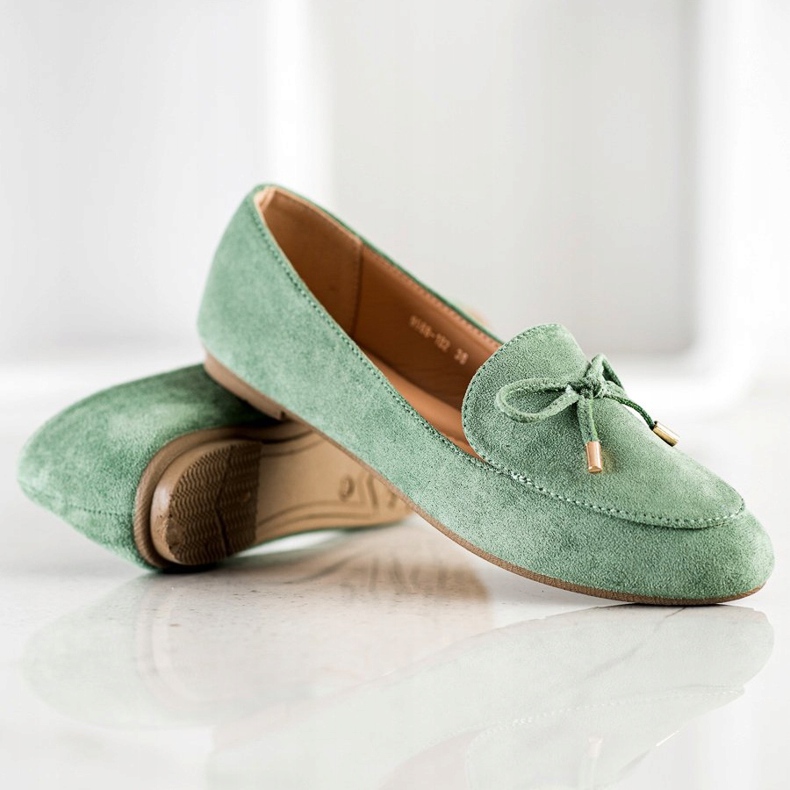 Abloom Signori in pelle scamosciata con fiocco verde 1