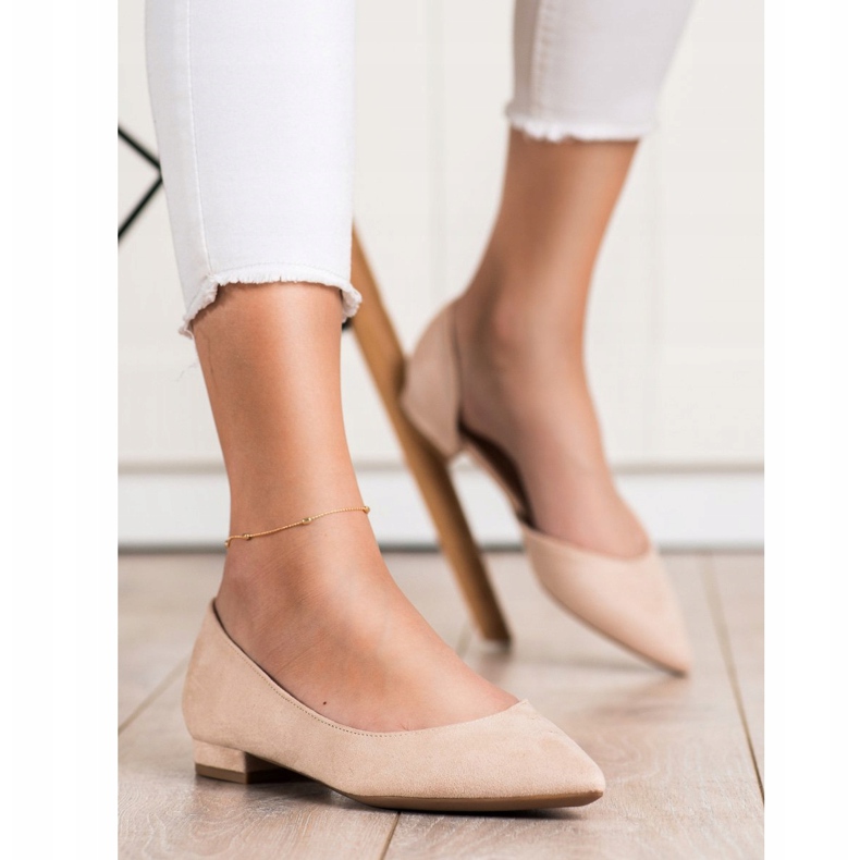 Lovery Ballerine scamosciate con cut-out beige 1