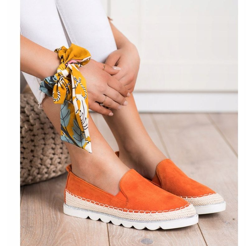 SHELOVET Slipons in pelle scamosciata per la primavera arancia 1