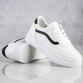 SHELOVET Sneakers Bianche Con Inserto Glitter bianco 1