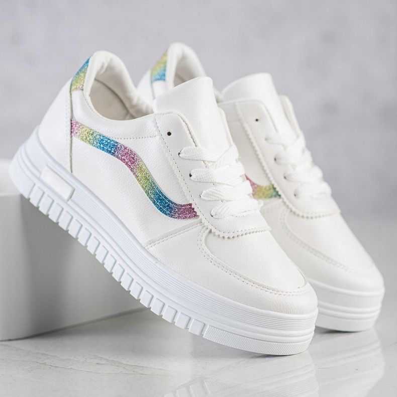 SHELOVET Sneakers Bianche Con Inserto Glitter bianco 1