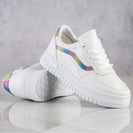 SHELOVET Sneakers Bianche Con Inserto Glitter bianco 2