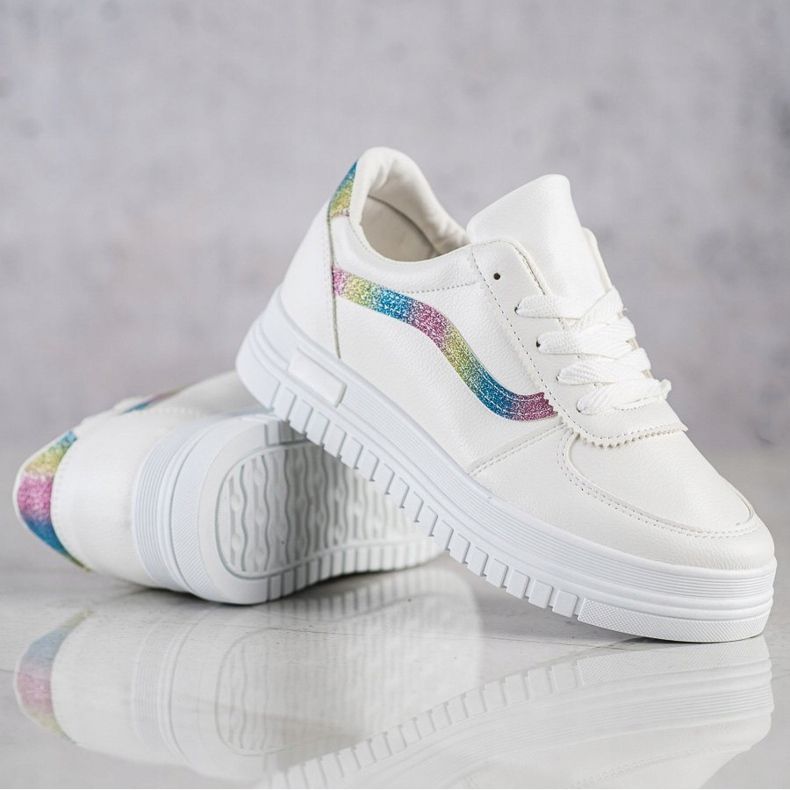 SHELOVET Sneakers Bianche Con Inserto Glitter bianco 2