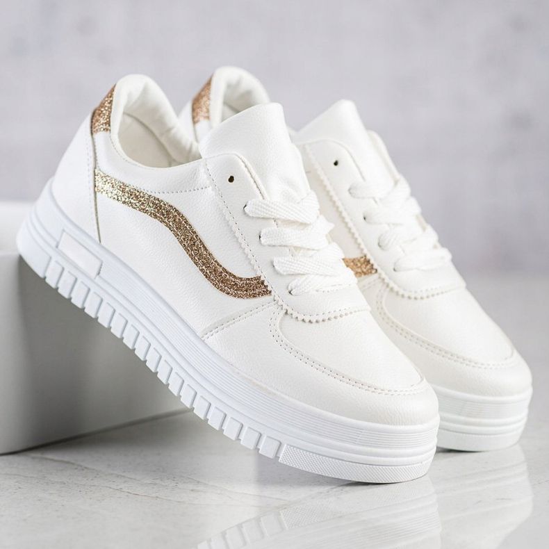 SHELOVET Sneakers Bianche Con Inserto Glitter bianca 1
