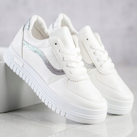 SHELOVET Sneakers Bianche Con Inserto Glitter bianca 1