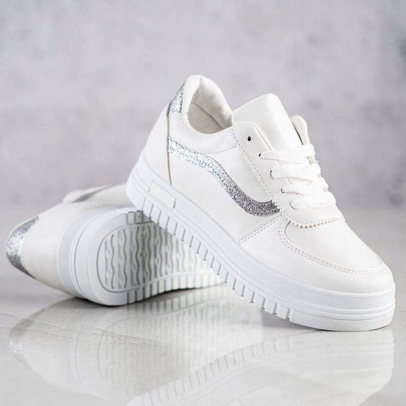 SHELOVET Sneakers Bianche Con Inserto Glitter bianco 2