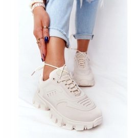 Sneakers Donna Beige New York Su Suola Larga 1